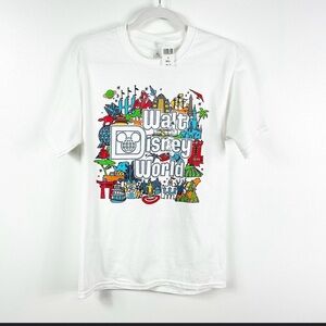Disney White Short Sleeve Tee with Colorful Graphic